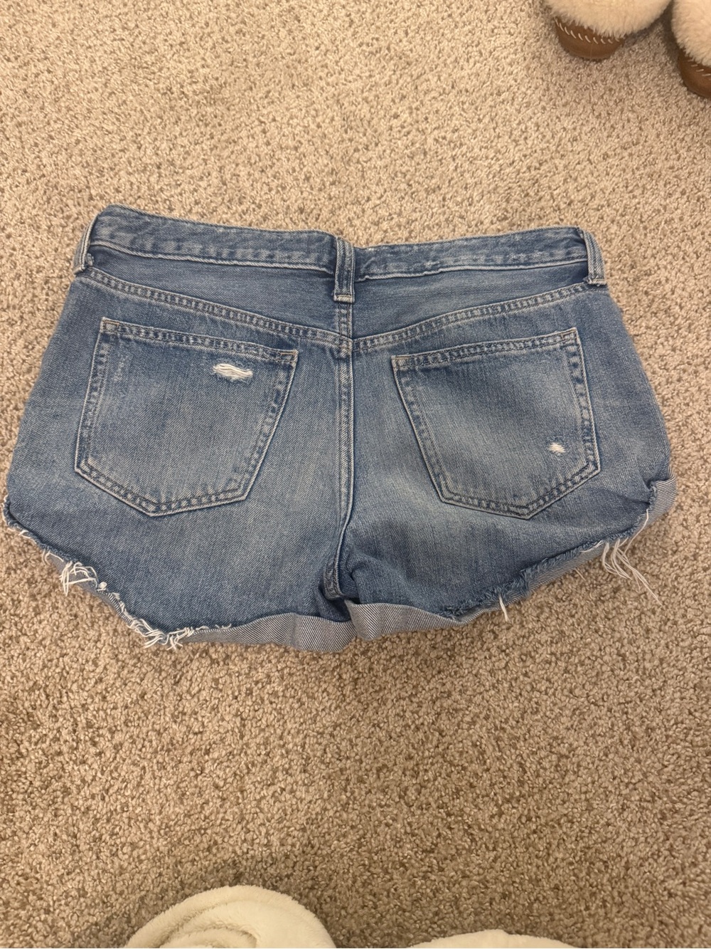 We The Free Distressed Blue Denim Button-Front Shorts - Picture 5 of 5